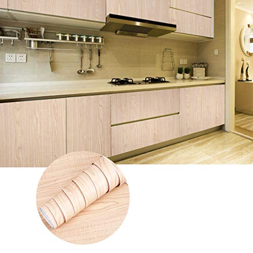 KINLO Pegatina de Mueble de Madera Ropa 0,61 * 5M Autoadhesivo Papel Pintado Impermeable para Muebles/Cocina/Baño Color (1 Rollo, Madera 1)