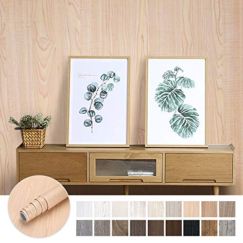 KINLO Pegatina de Mueble de Madera Ropa 0,61 * 5M Autoadhesivo Papel Pintado Impermeable para Muebles/Cocina/Baño Color (1 Rollo, Madera 1)