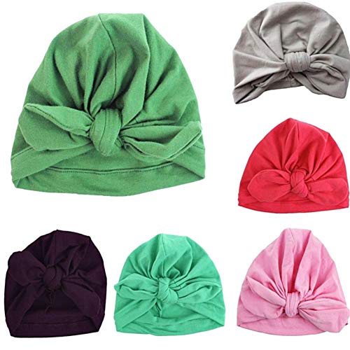 KIRALOVE Sombrero recién Nacido - Talla única - Turbante - Idea de Regalo Original - Nudo - Lazo - Color Rosa elástico - Gorra para niños