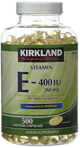 Kirkland Vitamina E-400 IU de dl- alfa tocoferol 268 mg 500 Cápsulas Softgel