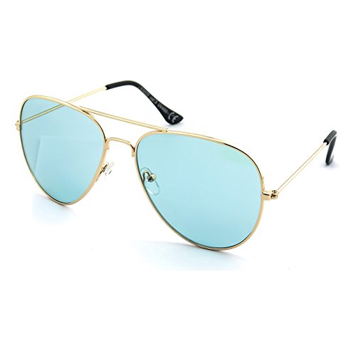 KISS Gafas de sol mod. AIR FORCE 1 Estilo de aviador - hombre mujer GOTA vintage unisex EVERGREEN - ORO/Turquesa