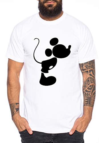 Kiss Mouse King Queen Partnerlook Camiseta de los Pares Dulce para Parejas como Regalos, Größe2:4XL;Partner Shirts:Herren T-Shirt Weiß