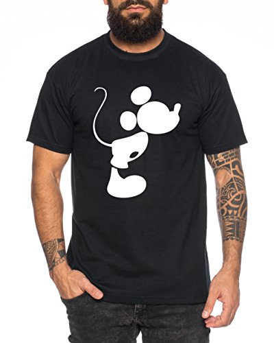 Kiss Mouse King Queen Partnerlook Camiseta de los Pares Dulce para Parejas como Regalos, Größe2:L;Partner Shirts:Herren T-Shirt Schwarz