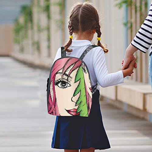 KISSENSU Mochilas Escolares Juveniles,Mujer, Mirar a escondidas, Hoja, Cara, cicatrizarse,Mochila Hombre Casual Mochila para Portatil Resistente Mochila Instituto para Chicos,Trabajo Viaje