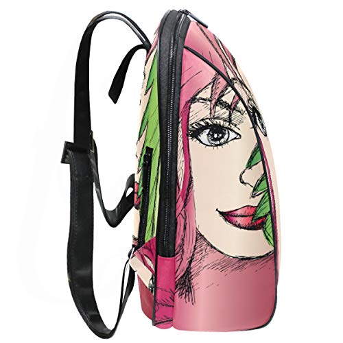 KISSENSU Mochilas Escolares Juveniles,Mujer, Mirar a escondidas, Hoja, Cara, cicatrizarse,Mochila Hombre Casual Mochila para Portatil Resistente Mochila Instituto para Chicos,Trabajo Viaje