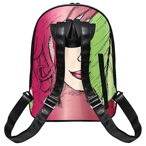 KISSENSU Mochilas Escolares Juveniles,Mujer, Mirar a escondidas, Hoja, Cara, cicatrizarse,Mochila Hombre Casual Mochila para Portatil Resistente Mochila Instituto para Chicos,Trabajo Viaje