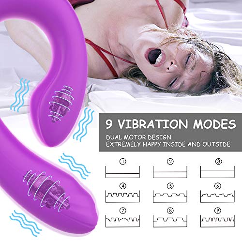 Kissplay Vībrǎdôręș Mujer Vibradôr para Paréjas, Tipo U Vībrǎdoręș para Mujer,doble Motor de 9 Modos, Bràgàș Mujer Pareja Clítóris, Estimulạción Clítóris Puntó Ġ, magnético recargable Purple