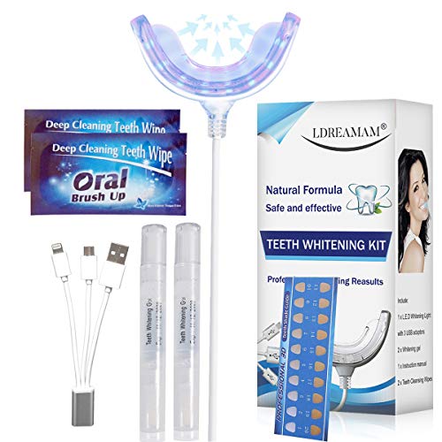 Kit de Blanqueamiento Dental,Blanqueamiento de Dientes Gel,Blanqueador Dientes,Blanqueador Dientes Gel Para Manchas Dientes,1x Luz LED,3x3ML Gel