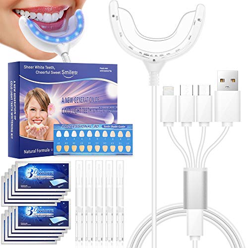 Kit de Blanqueamiento Dental,Kit de Blanqueamiento de Dientes,Profesional Teeth Whitening Kit con Bandeja bucal, 10 Tiras Blanqueadoras de Dientes