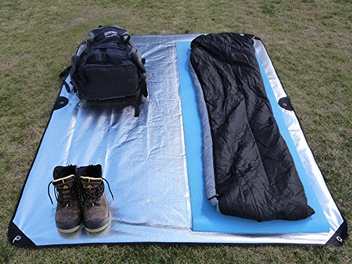 Kit de cobertura de supervivencia térmica multiusos reutilizable en todas las estaciones, naranja – protector de aluminio reflectante, estacas de acero, cuerda y caja impermeable, naranja