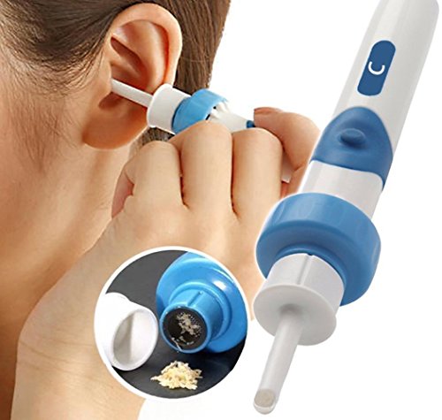 Kit de eliminación de cera de oído eléctrica, limpiador de orejas eléctrico, con 2 puntas de repuesto y cepillo