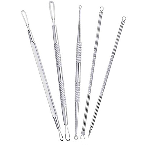Kit de extractor de puntos negros, herramienta de extractor de espinillas, para eliminar las zonas de acné y la nariz, sin riesgos, con funda de metal.