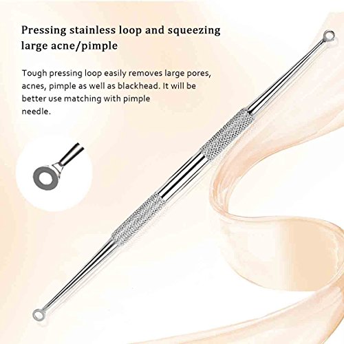 Kit de extractor de puntos negros, herramienta de extractor de espinillas, para eliminar las zonas de acné y la nariz, sin riesgos, con funda de metal.