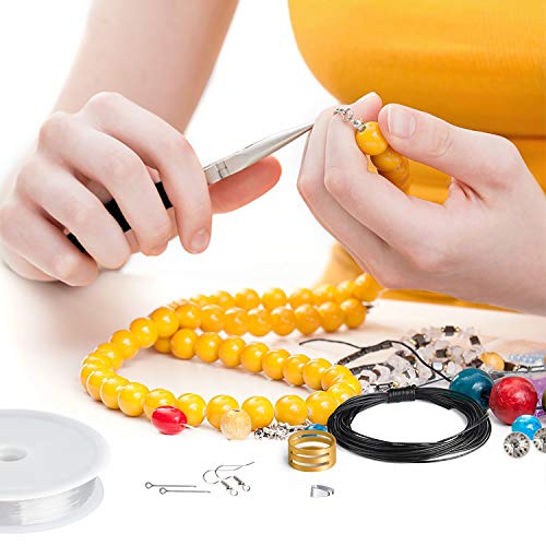 Kit de Hacer Bisutería 650 Piezas Kit de Accesorios de Joyería Herramientas de Reparación de Joyas Adecuado para Hacer y Reparar Collares y Pulseras y Pendientes Accesorios, Plata