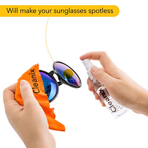 Kit de Limpieza Spray Limpia Gafas Sin Alcohol de 60ml con Dos Paños De Microfibra Limpiadores Líquido Ópticos Pantallas Ordenadores y Cámaras - Muy Fácil De Usar