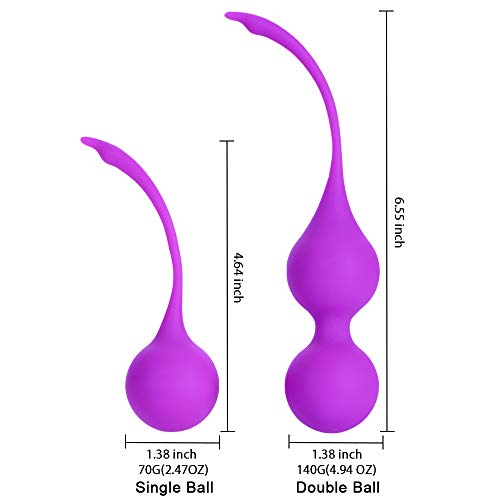 Kit de Pesas de Ejercicio Kegel de Silicona Medica (juego de 2) - Bolas Chinas de ejercicios vaginales - Control de Vejiga para Mujer & Terapia de Refuerzo del Suelo Pélvico (Púrpura)