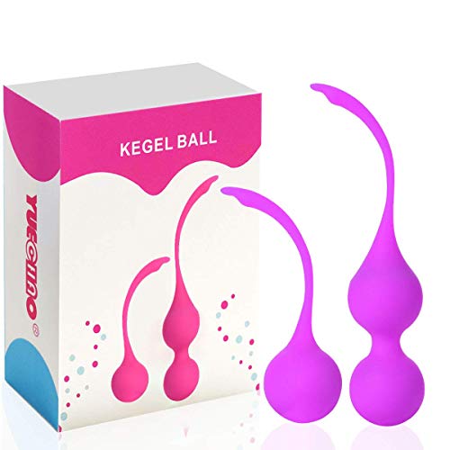 Kit de Pesas de Ejercicio Kegel de Silicona Medica (juego de 2) - Bolas Chinas de ejercicios vaginales - Control de Vejiga para Mujer & Terapia de Refuerzo del Suelo Pélvico (Púrpura)
