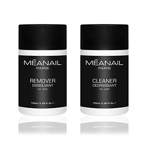 Kit de Recambio Esencial Manicura Meanail Paris: Primer, Base, Top Coat - Ideal para lampara secadora de uñas semipermanentes - Incluye aceite para cutículas Bio, remover y cleaner.