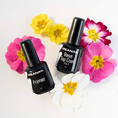 Kit de Recambio Esencial Manicura Meanail Paris: Primer, Base, Top Coat - Ideal para lampara secadora de uñas semipermanentes - Incluye aceite para cutículas Bio, remover y cleaner.