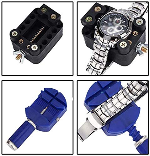 Kit de reparación de Reloj Juego de Herramientas de reemplazo de batería de Reloj en Estuche de aleación de Aluminio Herramienta de reparación de Correa de Reloj para Reparar Varios Relojes (37 p