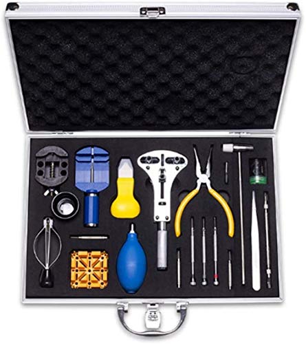 Kit de reparación de Reloj Juego de Herramientas de reemplazo de batería de Reloj en Estuche de aleación de Aluminio Herramienta de reparación de Correa de Reloj para Reparar Varios Relojes (37 p