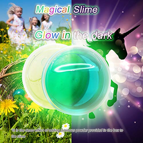 Kit de Slime Kit Brillan en la Oscuridad - 20 Colores Kit de Slime Esponjoso con Unicornio, Purpurina, Nube, Espuma y Más Juguete para Niñas
