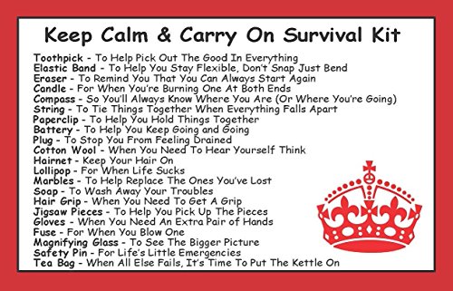 Kit de supervivencia en una lata Keep Calm & Carry On Regalo divertido de cumpleaños, jubilación, Navidad, Año Nuevo, etc.