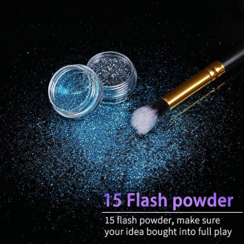 Kit de Tatuajes Temporales, Pintura Facial para el Cuerpo con 15 Colores de Brillo y 48 Hojas Únicas Plantilla de Tatuaje Temático Impermeable No Tóxico para Niños en Fiestas Cumpleaños y Eventos