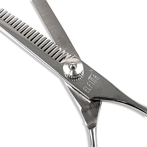 Kit de Tijeras Profesionales de la Peluquería, ELFINA Cortador de Pelo del Acero Inoxidable Tijeras de Bigote de 6 Pulgadas, para Cortar y Entresacar para Peluquero y Salón de Corte de Cabello