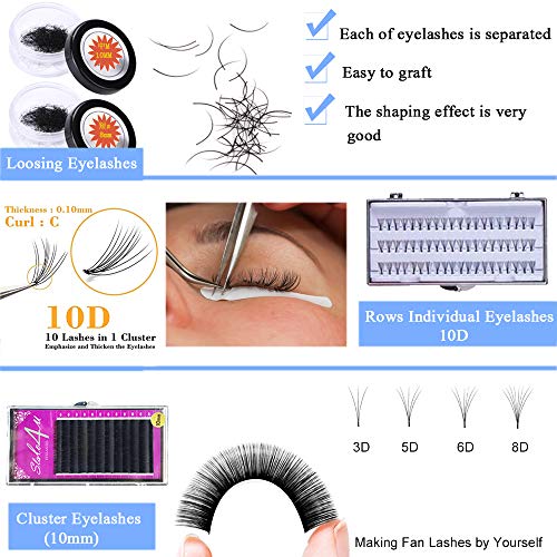 Kit Extensiones de Pestañas, Missicee kit Extension de Pestañas Profesional Postizas Extensión Entrenamiento Herramienta de Maquillaje, Kit de Práctica con Bolsa