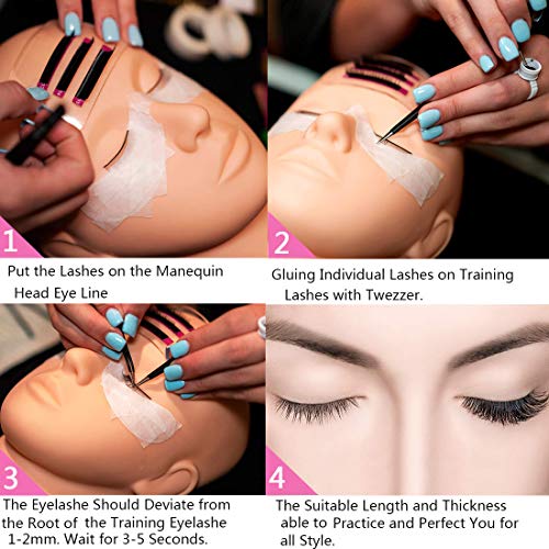 Kit Extensiones de Pestañas, Missicee kit Extension de Pestañas Profesional Postizas Extensión Entrenamiento Herramienta de Maquillaje, Kit de Práctica con Bolsa