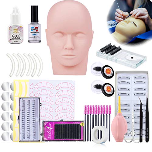 Kit Extensiones de Pestañas, Missicee kit Extension de Pestañas Profesional Postizas Extensión Entrenamiento Herramienta de Maquillaje, Kit de Práctica con Bolsa