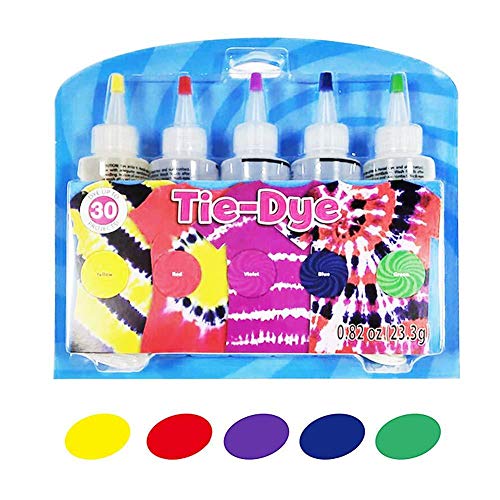 Kit Tie Dye, 5 Colores de Tela Textil Camisas Pinturas, Colores Vibrantes y Brillantes Tie Dye Designs Ropa, Pintura Permanente para Suministros caseros de Bricolaje