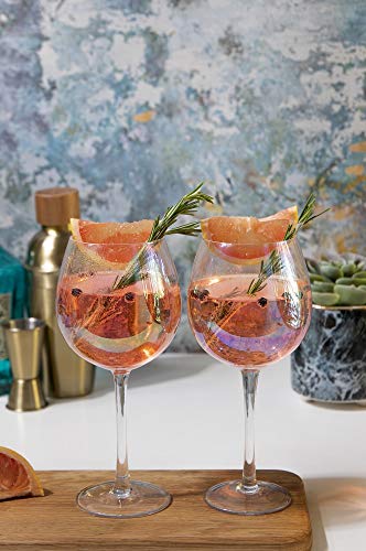 Kitchencraft Barcraft rainbow-pearl iridiscente Gin gafas, 500 ml (Set de 2), multicolor, 9 x 9 x 22 cm