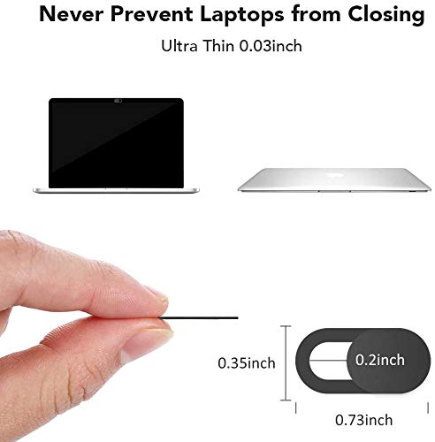 KIWI design Tapa Webcam 8 Pack, Cubierta Webcam Cover Tapar Camara Portatil Paño Limpio para PC Mac iPhone Laptop iPad Smartphone (Negro)