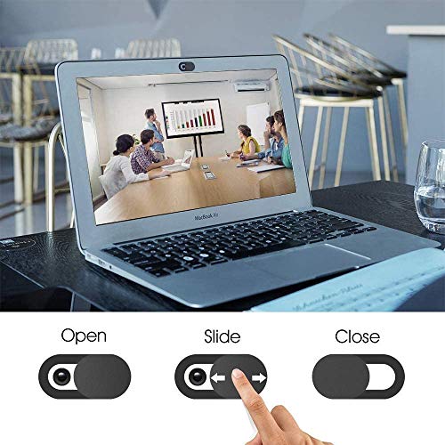 KIWI design Tapa Webcam 8 Pack, Cubierta Webcam Cover Tapar Camara Portatil Paño Limpio para PC Mac iPhone Laptop iPad Smartphone (Negro)