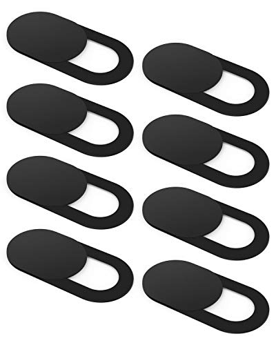 KIWI design Tapa Webcam 8 Pack, Cubierta Webcam Cover Tapar Camara Portatil Paño Limpio para PC Mac iPhone Laptop iPad Smartphone (Negro)