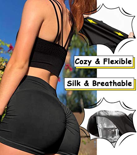 KIWI RATA Mallas Push Up Cortas Fitness Pantalones Cortos Mujer Deportivos Cintura Alta Yoga Leggings Pantalón de Verano Leggins Shorts Casuales Elásticos Cómodo y Transpirable