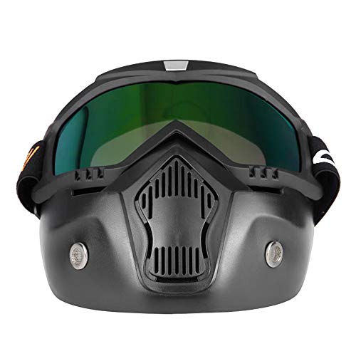KKmoon Gafas Desmontable Mascara del Moto Filtro de Boca para Cascos Abierto Media Cara de Motocross£¨Negro, Lente Coloria
