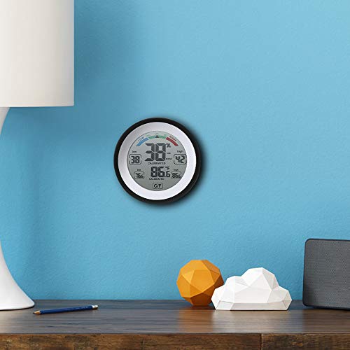 KKmoon termómetro, pantalla de 3.3 pulgadas LCD pequeño, digital, higrómetro, temperatura, para interiores, negro, max. mini. touche