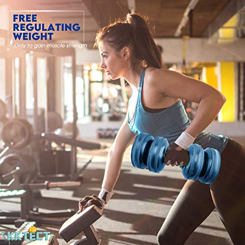 KKTECT 2 Piezas de Pesas llenas de Agua Pesas de Viaje portátiles 15-20kg, para Pesas Libres establecidas para tonificación Muscular, Desarrollo de Fuerza, pérdida de Peso (Azul)