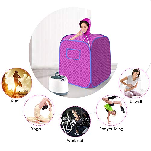 KKTECT Olla de vapor de sauna Juego de sauna de vapor portátil Vaporizador 1000W 2L Juego de vapor de sauna plegable Conjunto de spa de sauna ligero Terapia de desintoxicación para bajar de peso