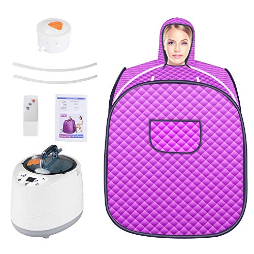 KKTECT Olla de vapor de sauna Juego de sauna de vapor portátil Vaporizador 1000W 2L Juego de vapor de sauna plegable Conjunto de spa de sauna ligero Terapia de desintoxicación para bajar de peso
