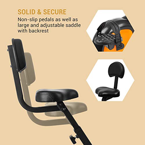 KLAR FIT Klarfit X-Bike XBK700 Pro - Bicicleta estática de Cardio, Ergómetro, Bici Plegable, Computador de Entrenamiento, Pulsómetro, Sillín ergonómico, Pedales Antideslizantes, Naranja