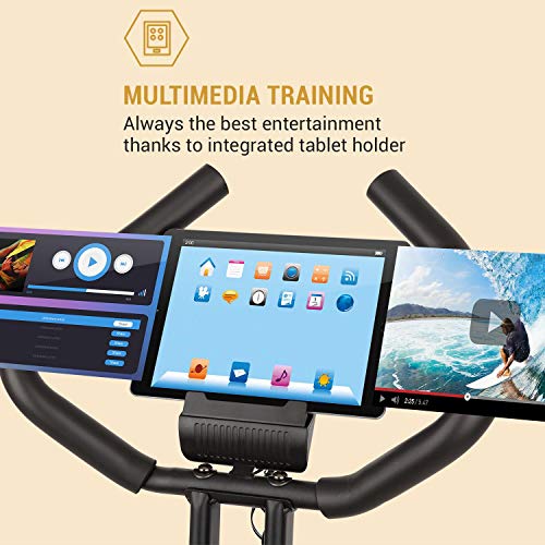KLAR FIT Klarfit X-Bike XBK700 Pro - Bicicleta estática de Cardio, Ergómetro, Bici Plegable, Computador de Entrenamiento, Pulsómetro, Sillín ergonómico, Pedales Antideslizantes, Naranja