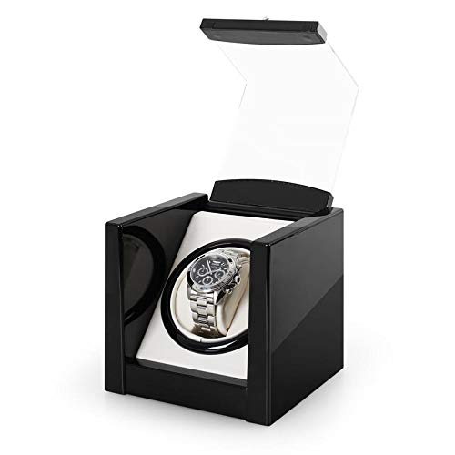 Klarstein 8PT1S Watch Winder for 1 Watch (Small Footprint Inslauf/Clockwise Viewing Window - Black