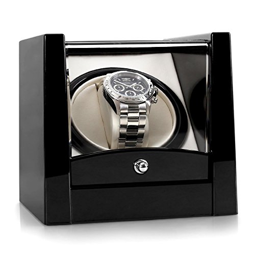 Klarstein 8PT1S Watch Winder for 1 Watch (Small Footprint Inslauf/Clockwise Viewing Window - Black