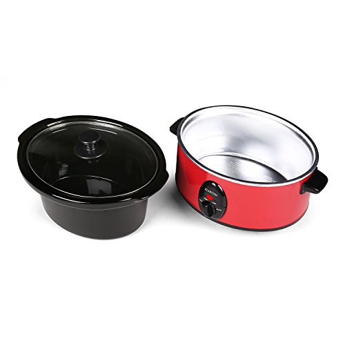 Klarstein Bristol 35 Olla de cocción Lenta 3,5 L (200W Potencia, Cocina a Baja Temperatura, sin fogones, Interior cerámica, Exterior Acero INOX Rojo)