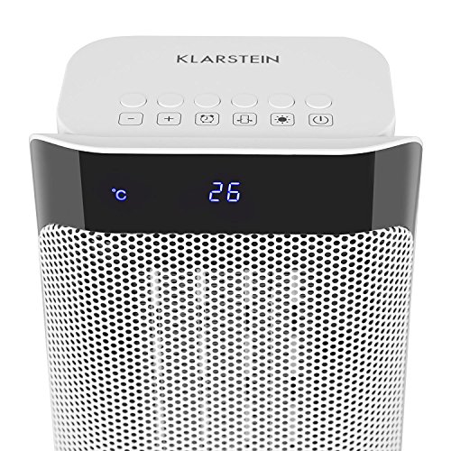 Klarstein Calefactor Chaval - Calefactor Vertical, Radiador, 2000 W, Giratorio, Apagado automático, No se sobrecalienta, Seguro, Mando a Distancia, Silencioso, Ocupa Poco Espacio, Blanco