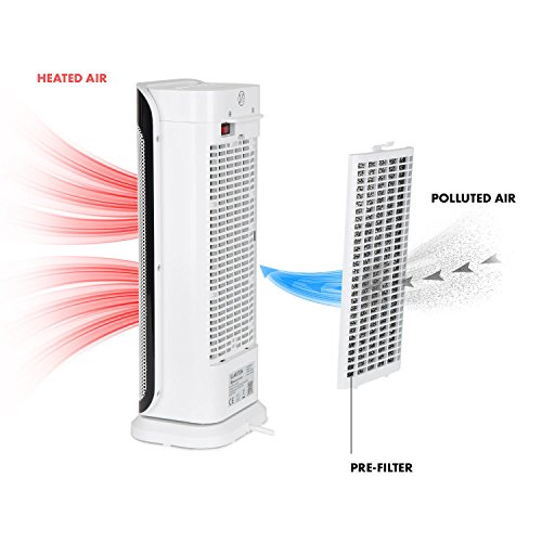 Klarstein Calefactor Chaval - Calefactor Vertical, Radiador, 2000 W, Giratorio, Apagado automático, No se sobrecalienta, Seguro, Mando a Distancia, Silencioso, Ocupa Poco Espacio, Blanco